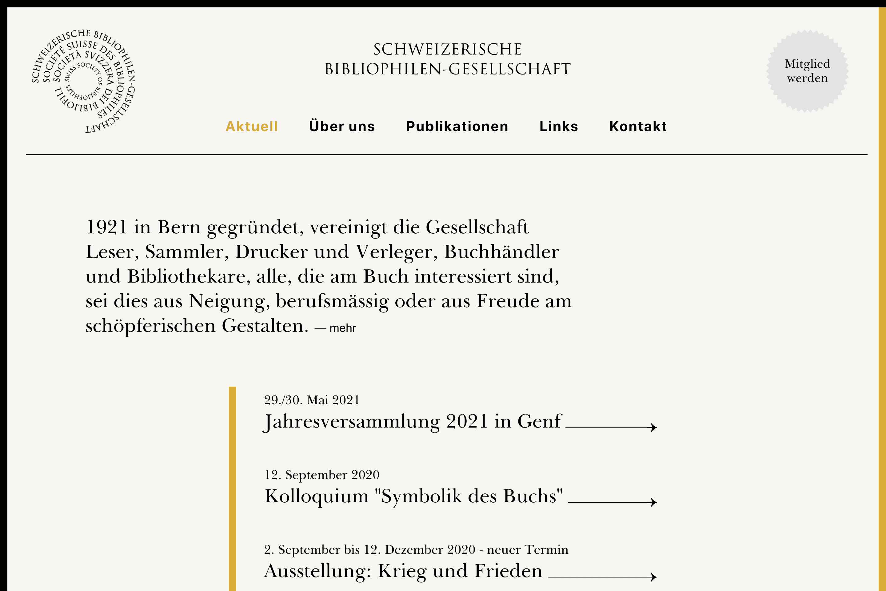 Webseite der Schweizerischen Bibliophilen-Gesellschaft